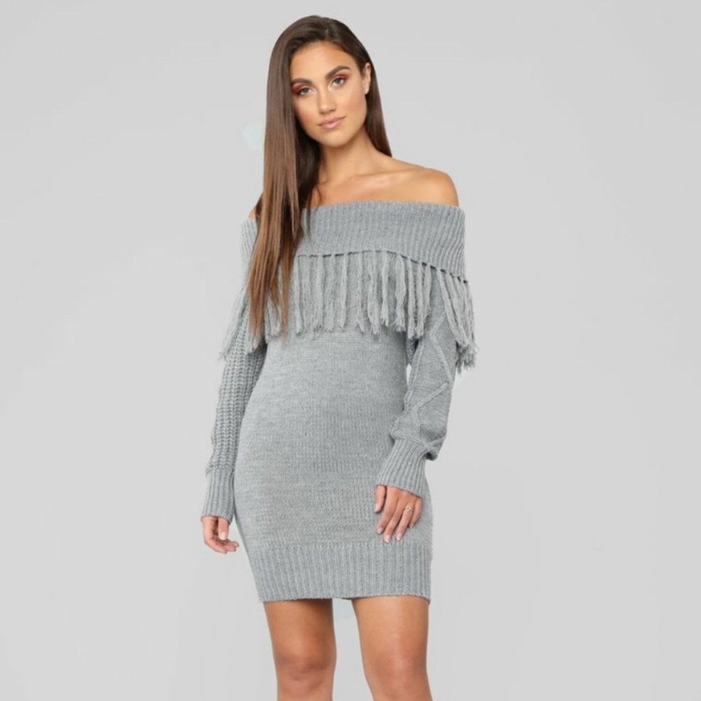 NWT Fashion nova Grey Sweater Dress